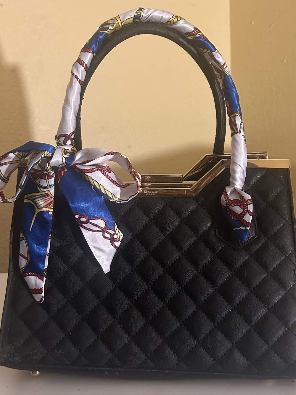 2 Twilly Satin Handbag Headband Scarf Gold Red White Blue